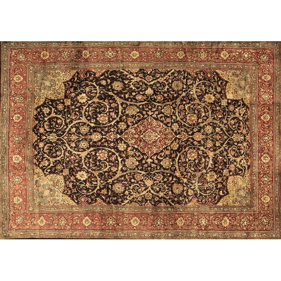 Ahgly Company Indoor Rectangle Medallion Brown Traditional Area Rugs, 8' x 10'