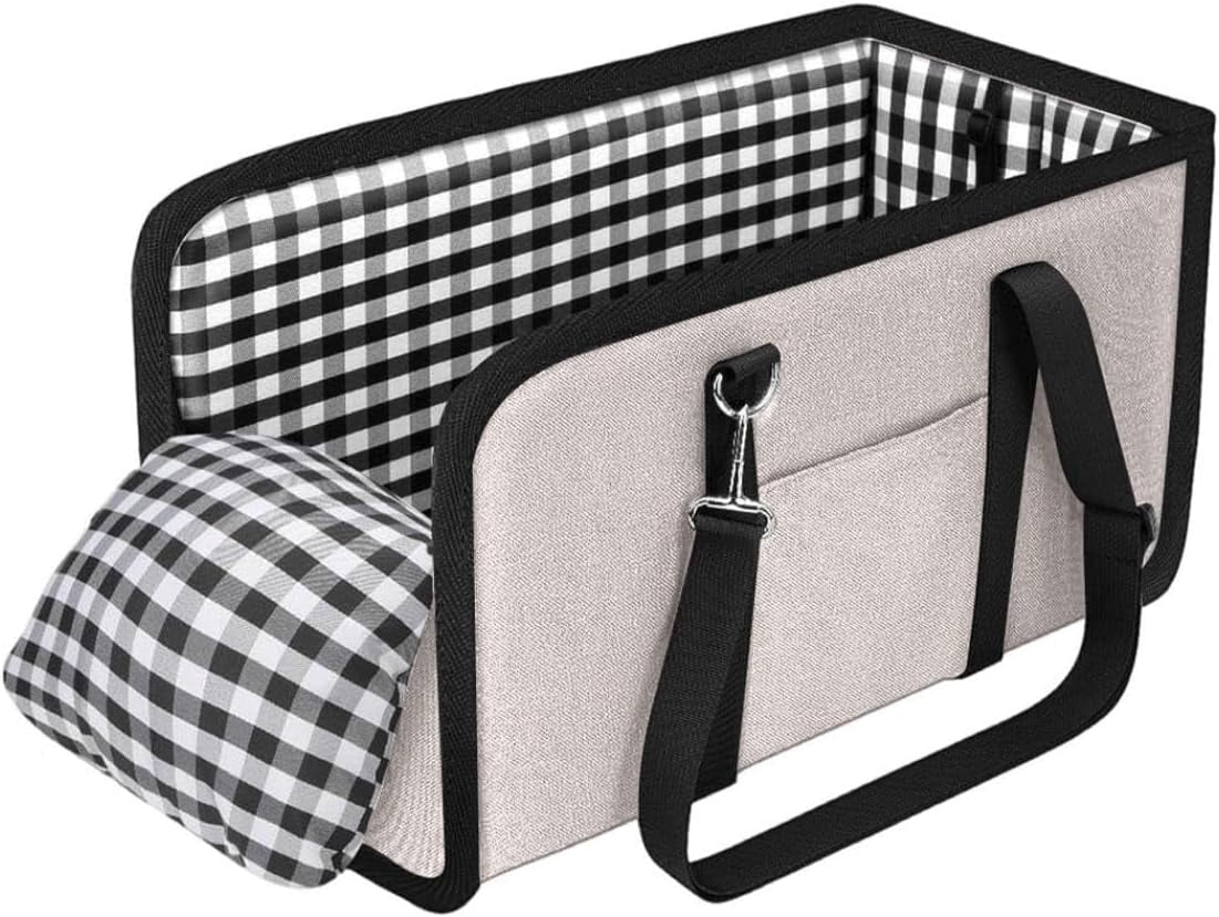 Center Console Dog Car Seat, Portable, with Soft Washable Cushion, for Small Pets