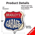 thumbnail image 2 of Bradley's Garage (2 Pack) 12 inch X 12 inch Shield Shaped Heavy Duty 3.2 mil Vinyl Decals Weather Resistant, UV Protected To last, Gift for Dads and Uncles Classic Americana Crafted in, 2 of 6