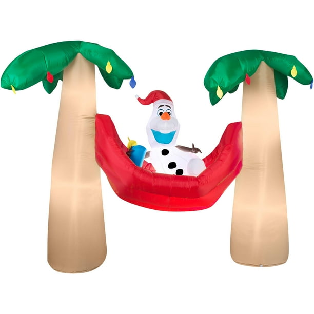 7.5' Airblown Inflatable Olaf in Hammock with Palm Trees Scene Disney