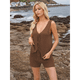 thumbnail image 5 of Conjunto de 2 Piezas de Ropa de Estar Informal de Punto para Mujer, con Escote en V y Lazo Frontal, Chaleco y Pantalones Cortos A Juego, para Playa Marrón L, 5 of 7