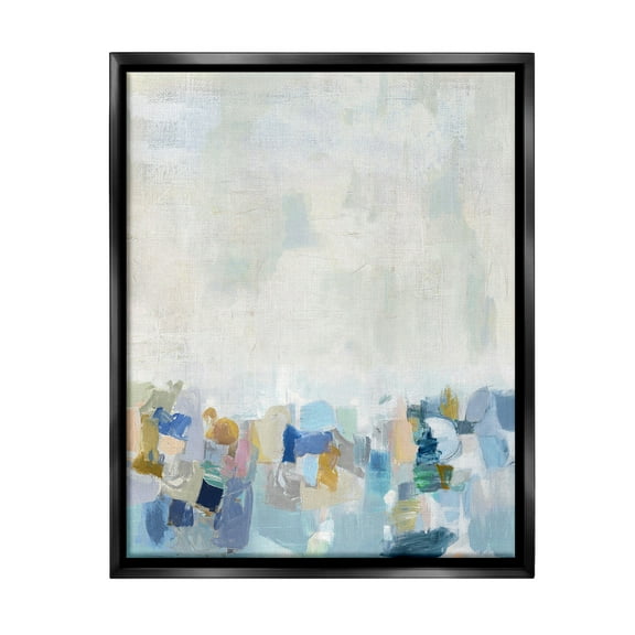 Stupell Industries Modern Blue Landscape Abstract Painting Black Floater Framed Canvas Art Print Wall Art, 17 x 21