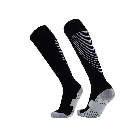 ERDOUY Football Socks, Adult Knee Length Non Slip Football Socks, Long Tube Striped Sports Socks Football Socks for Both Men and Women(Black)