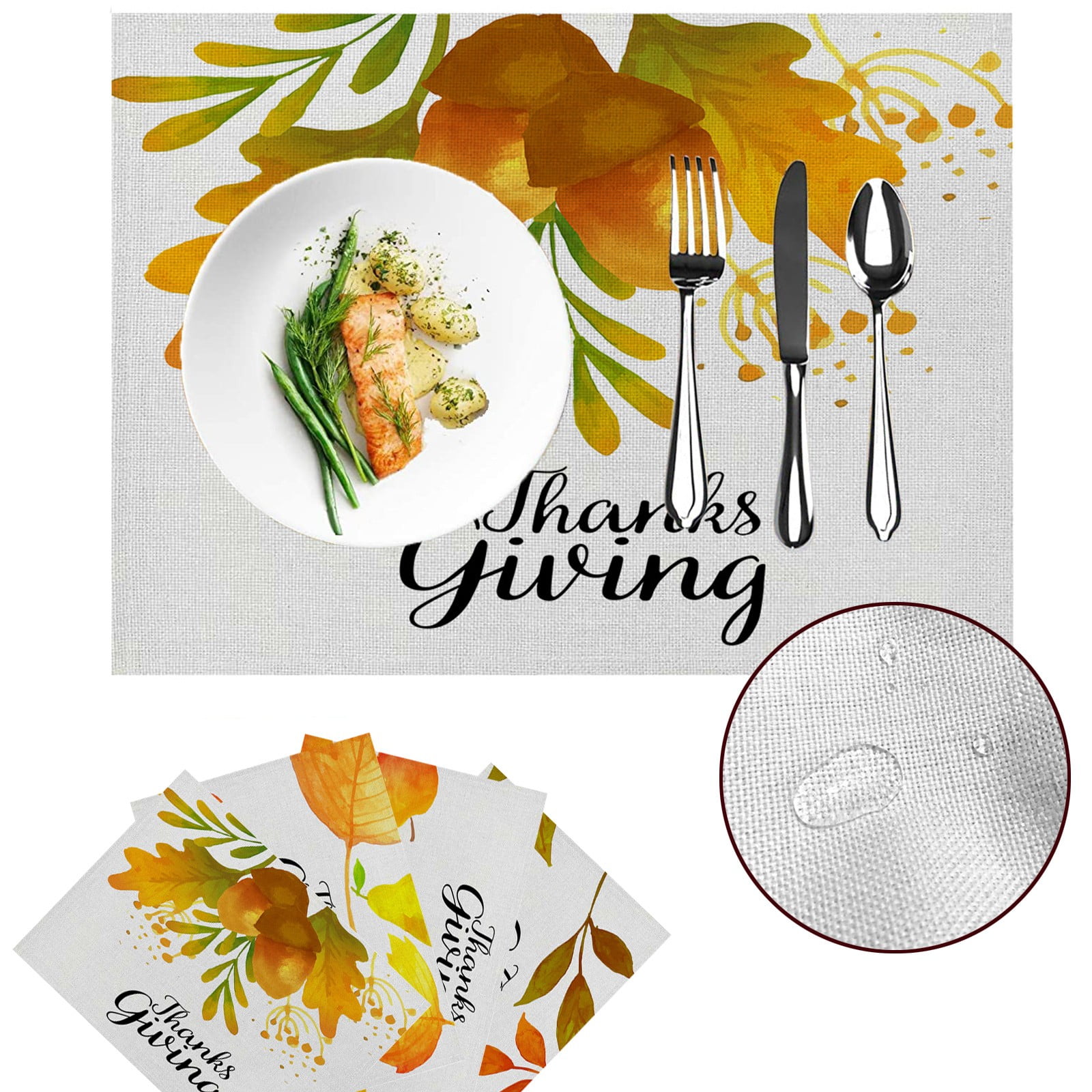 Reversible Placemats Fall/Thanksgiving Set of 4 