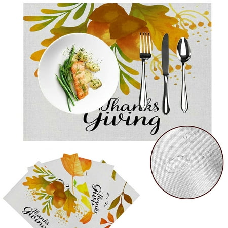 

Fjofpr Clearance Place Mats Fall Placemats for Dining Table Thanksgiving Reversible Place Mats Set of 4