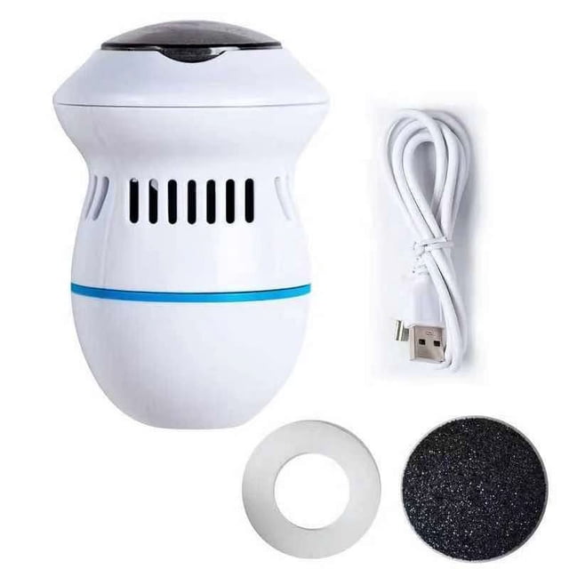 Removedor eléctrico de callos y piel muerta, amoladora, motorizada, aspiradora integrada, recargable por USB, doble velocidad para pies, blanco