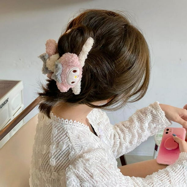 Kuromi My Melody-Pinzas para el pelo de Anime Kawaii, accesorios para la cabeza, pasador de felpa, muñeca de dibujos animados, Sanrios, Cinnamoroll, pompurin, regalo