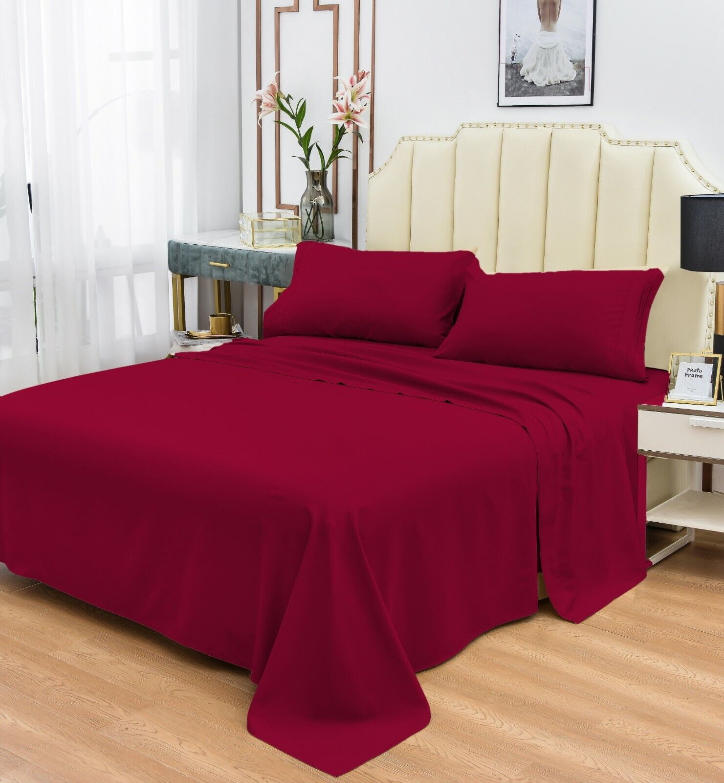 Home Goods Luxury Bamboo Sheet Set Soft Hypoallergenic Deep Pocket 4 Pc Set