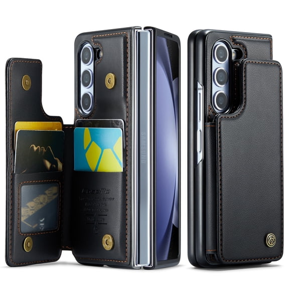 ELEHOLD Case for Samsung Galaxy Z Fold7, RFID Leather Wallet Phone Case with Card Slots,Black