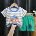thumbnail image 2 of Odeerbi Toddler Boys Girls Two Piece Outfits Cotton Summer Clothes Child Cartoon Printing Round Neck Short Sleeve Tops Shorts Sets Gray, 2 of 4