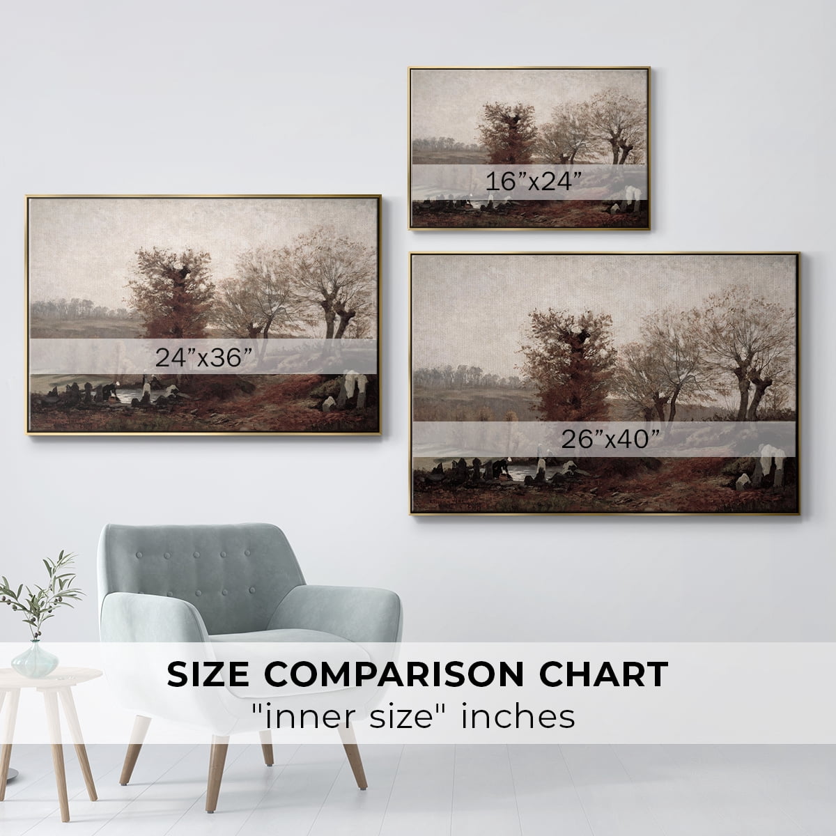 Vintage Landscape-CCCVIII By Wexford Home Framed in Gold Wood Gallery Wrapped Canvas 27 in. x 41 in.