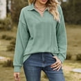 thumbnail image 2 of Solid Color Lapel Pullover for Women Winter Long Sleeve Blouse Loose-Fit Casual Tops, 2 of 4