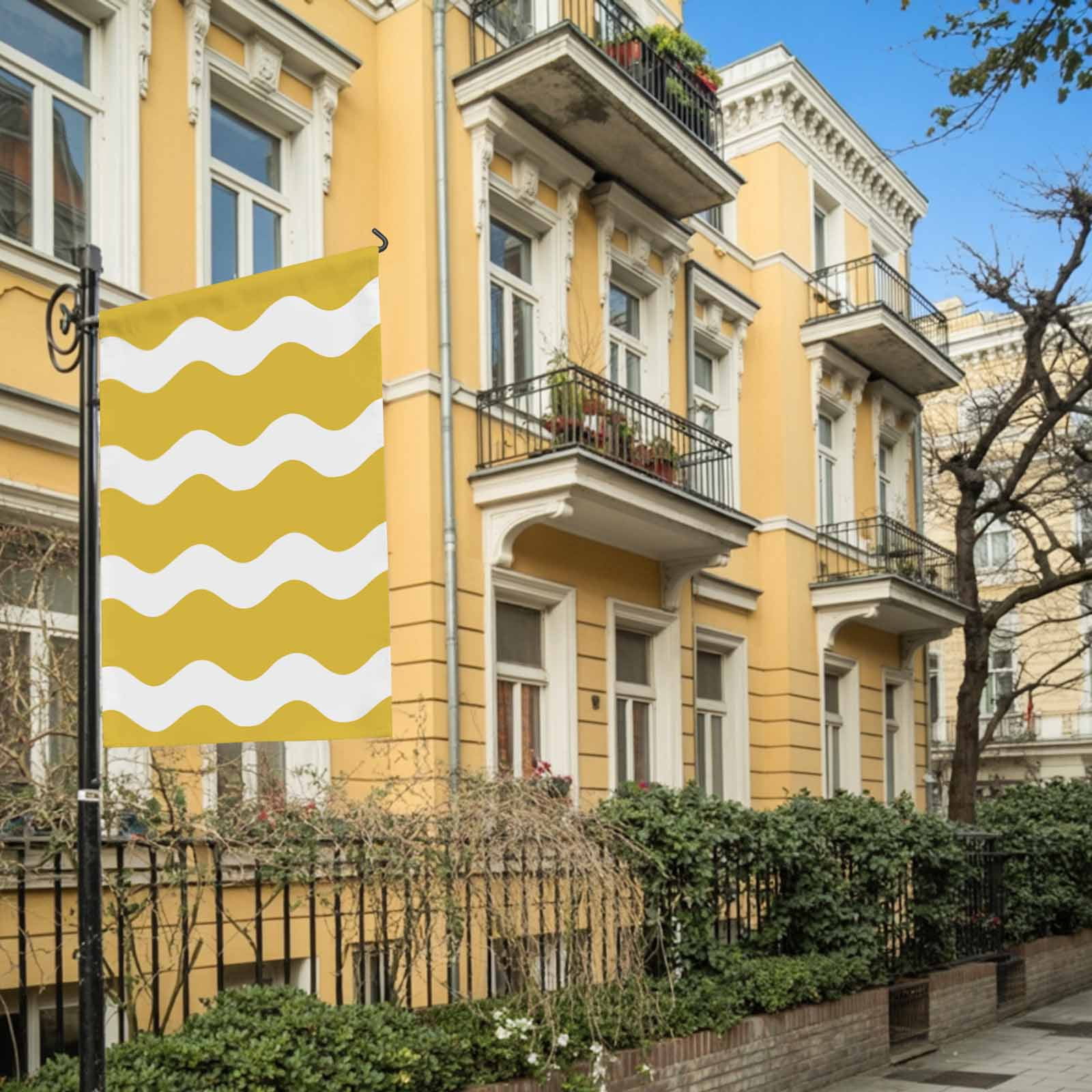 Yellow Wavy House Flag 28 x 40 Inches, Stripes Weather Proof Outdoor Patio Flags Double Sided Small House Decoration for Yard Lawn Outside Home