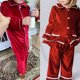 thumbnail image 3 of Conjuntos de pijamas navideños para niños, niñas y niños, ropa de estar por casa, pijamas para bebés, ropa de vestir de terciopelo suave de invierno rojo con encaje a juego para toda la familia, 3 of 5