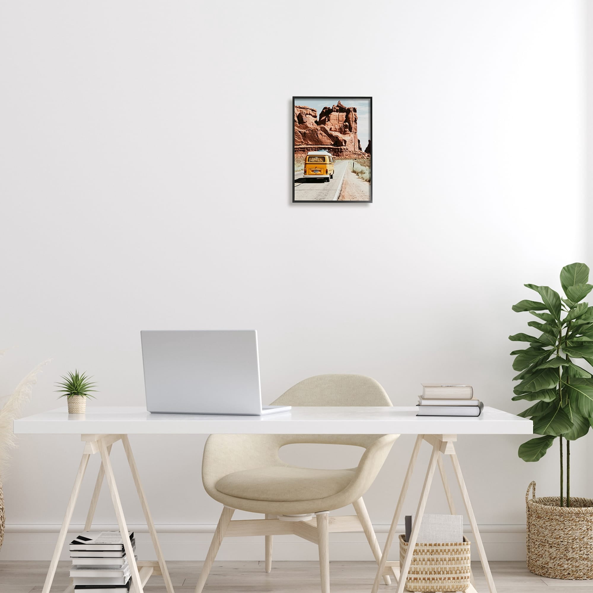 Stupell Industries Yellow Van Driving Canyon Desert Rural Road Framed Wall Art, 24 x 30, Design by Amy Brinkman