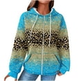 thumbnail image 2 of POTETI Womens Casual Hoodies Long Sleeve Zipper Hooded Sweatshirts Waffle Knit Leopard Pullover Tops, 2 of 7