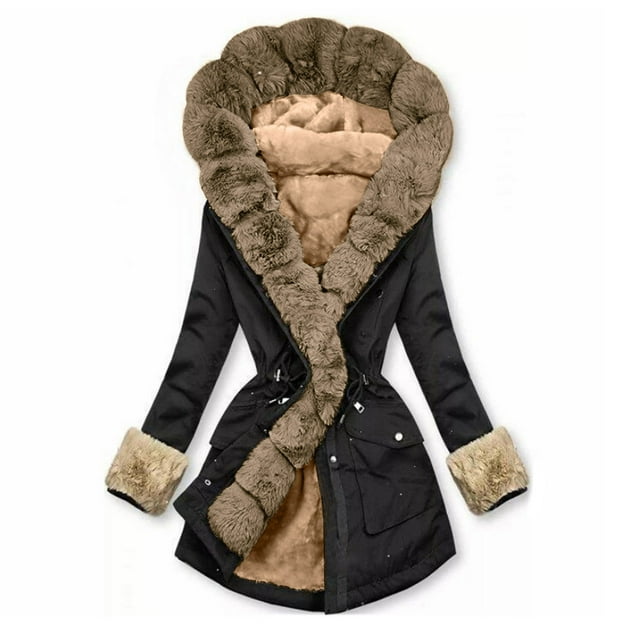 LOVZFMLL Vestes pour Femmes Automne et Hiver Veste Unie Manches Longues Cardigan à Capuche avec Poches