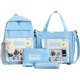 thumbnail image 1 of Kawaii School Bag Five-piece Canvas School Bag With Teddy Bear Boys Girls Back To School Supplies-blue, 1 of 4