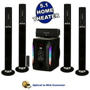 Acoustic Audio AAT1002 Bluetooth Tower 5.1 Speaker System with Optical Input & Powered Sub