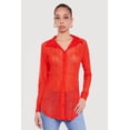 thumbnail image 2 of Women's Swirl Mesh Button Front Tunic Shirt, 2 of 4