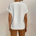 thumbnail image 6 of Basic T Shirts for Women Ladies Summer Casual Roll Short Sleeve V-Neck Solid Color Blouse Women's Shirt, 6 of 7