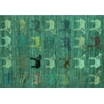 thumbnail image 1 of Ahgly Company Machine Washable Indoor Rectangle Abstract Turquoise Blue Modern Area Rugs, 6' x 9', 1 of 4
