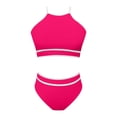 thumbnail image 4 of Women's Neck Top High Waisted Bikini Set Sport Color Matching Swimsuit Two Piece Set Swim Suit Tops for Juniors Bathing Suit Shirts for Juniors Swimsuit Top Size Small Supportive Swimsuits for Women, 4 of 4