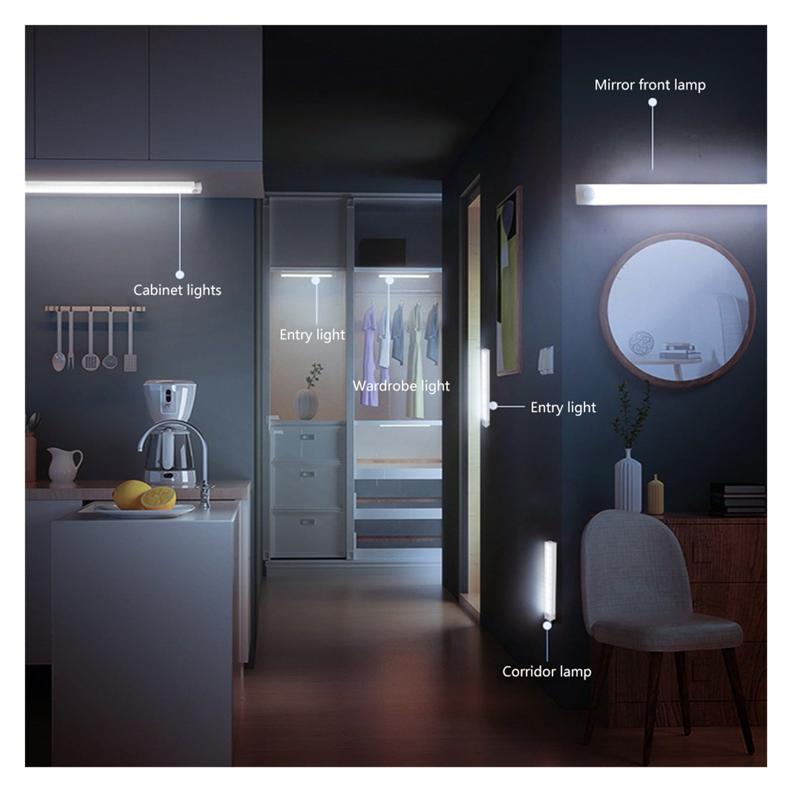 Motion Sensor Light Wireless LED Night Light, Bedroom Decoration Light Wall Stairs Kitchen Cabinet Wardrobe Corridor Light