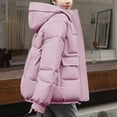 thumbnail image 3 of ZHUGeLI Women Mid-Length Puffer Hooded Jacket Winter Padded Warm Coat Thicken Outerwear Coats, 3 of 4