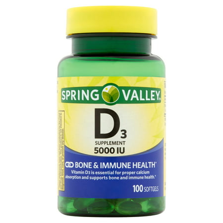 Spring Valley: La vitamine D-3 Gélules Force Maximum 5000 Iu Complément alimentaire, 100 ct