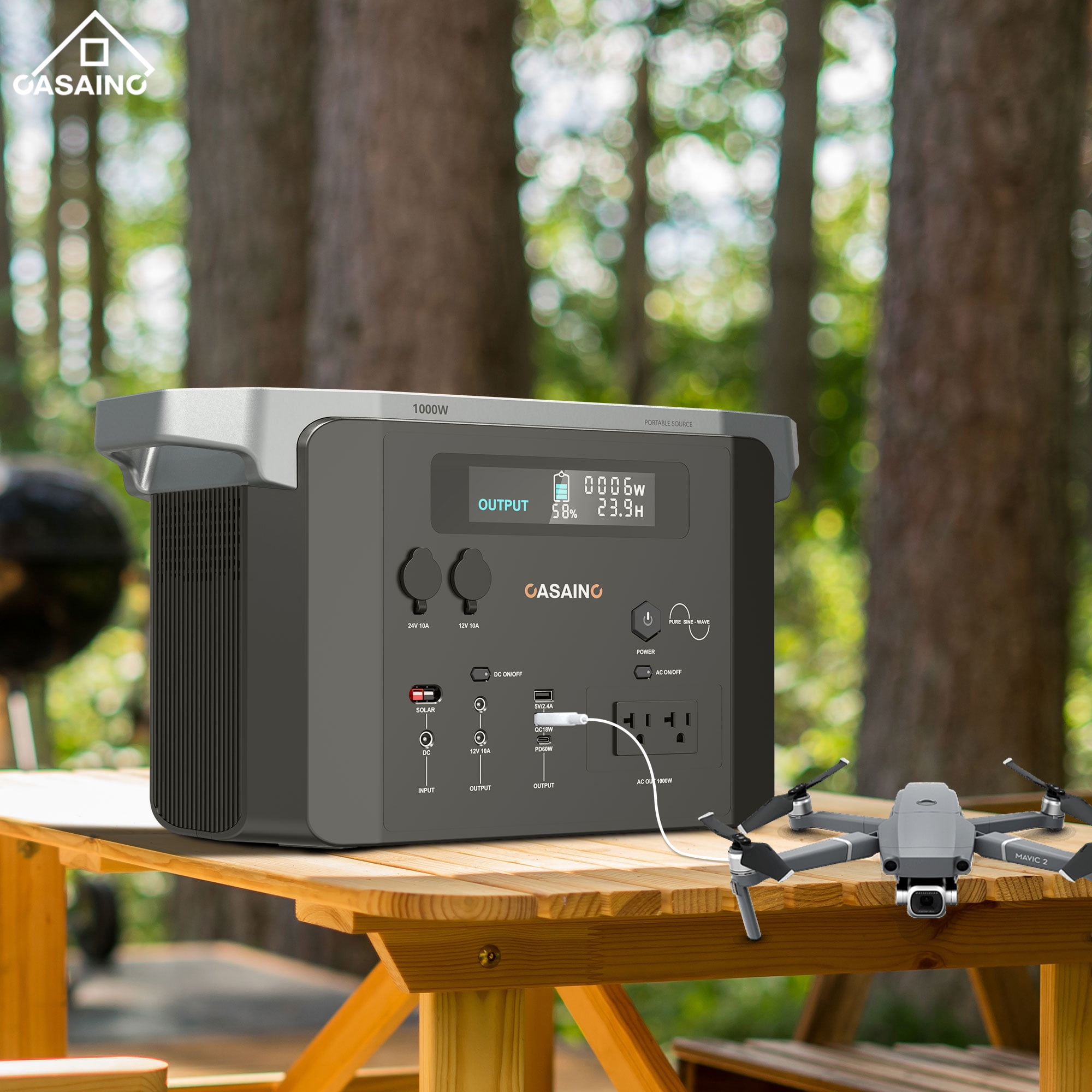 CASAINC 1000W Inverter Portable Power Station Solar Generator for Outdoors Camping Hunting Blackout Emergencies