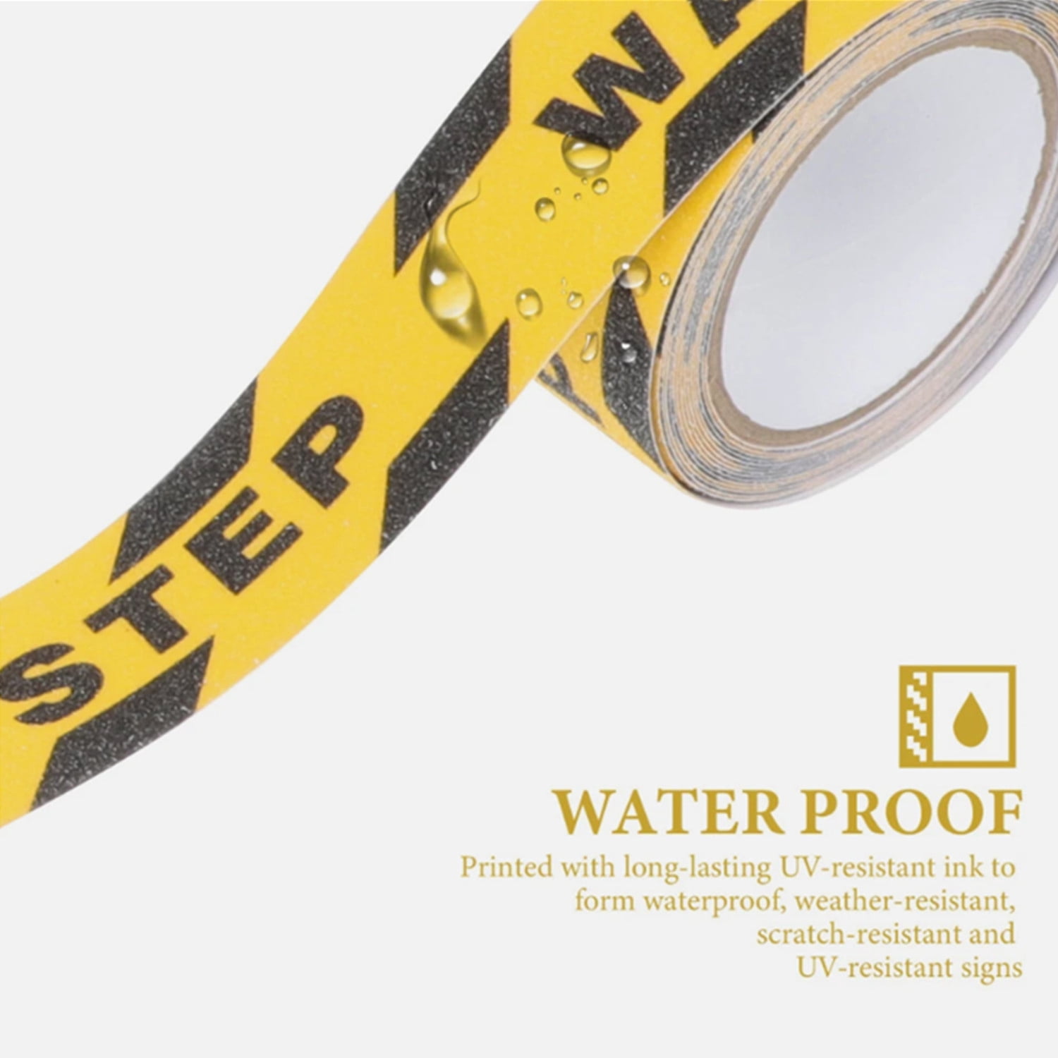 3 Pack Watch Your Step Safety Floor Tape 2 x 196 Inch – Non Slip Warning Adhesive Tape for Stairs Walkways Ramps, Indoor Outdoor Anti Skid Grip Strip