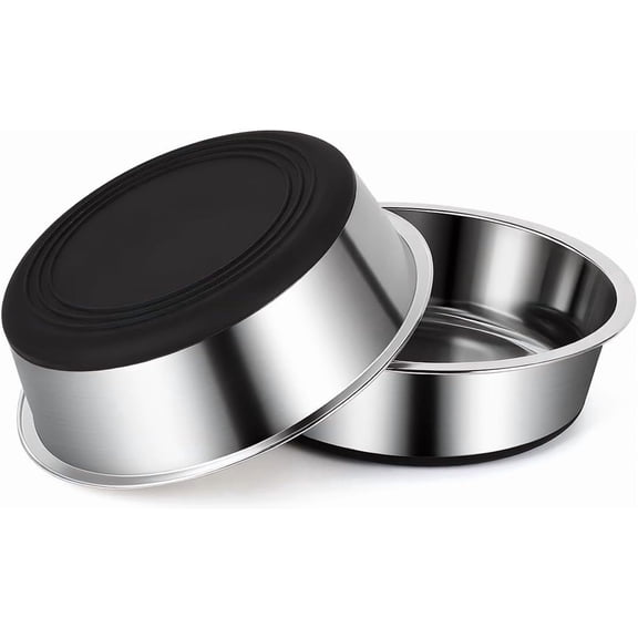 Dog Bowls Durable Heavy Duty Stainless Steel Dog Bowls Non-Slip Basic Bowl for Dogs with Rubber Base (2 Pack, 2 Cups)