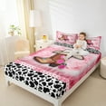 thumbnail image 4 of jejeloiu Western Cowgirl Boots Twin Sheet Sets,Pink Rose Flower Twin Fitted Sheet,Cattle Cow Pattern Flat Sheet For Girls Kids,Luxury Bedroom Decor,3pcs, 4 of 7