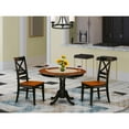 thumbnail image 2 of East West Furniture 3  Pc  set  with  a  Round  Dinette  Table  and  2  Leather  Kitchen  Chairs  in  Black  and  Cherry, 2 of 4