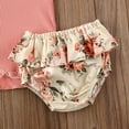 thumbnail image 6 of Douhoow Newborn Girl Summer Outfit Set Baby Ruffle Romper Bloomer Floral Shorts Headband, 6 of 7