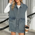 thumbnail image 4 of Yufatyle Women's Sleeveless Denim Coat Jean Jacket Button Down Casual Lapel Vest with Deep Pockets M, 4 of 6