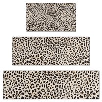 Black and Tan Leopard Print Kitchen Rugs Sets Of 3,Kitchen Runner Rugs Non Skid Washable,Decorative Kitchen Floor Mats for Kitchen,Sink,Laundry,17"x30"  17"x47"   17"x59"