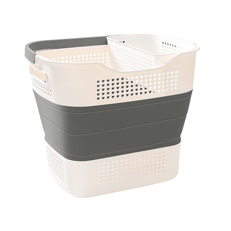 Senya 32L Small Collapsible Plastic Laundry Basket, Folding Laundry Basket Plastic with Handles,Laundry Basket Foldable (1 Pack, Dark Green)
