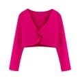 thumbnail image 5 of Girls Clothes, Toddler Girls Long Sleeve Solid Color Blouse Ballet Wrap Tops Velvet Dance Dress Cover Up(q3 Hot Pink,9-10 Years), 5 of 5