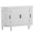 thumbnail image 3 of 47'' Retro Pattern Design Storage Accent Buffet Sideboard with Antique Pattern Doors, Buffet Functional Cabinet with Wooden Build Large Storage Space(White), 3 of 8