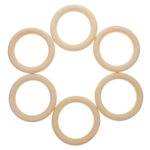 Raindrops 6Pcs Wood Rings Blank Circles Unfinished Wooden Round Rings DIY Wood Crafts Wooden Ring