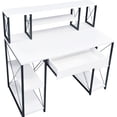 thumbnail image 3 of White and Black Recording Studio Desk with Sled Base for Stable Surface and Modern Aesthetics, 3 of 5