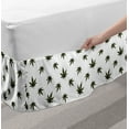 thumbnail image 2 of Botanical Bed Skirt, Leaves Flowering Plant Hemp Vegetable Medicinal Herbs Weed Motif Pattern, Elastic Bedskirt Dust Ruffle Wrap Around for Bedding Decor, 4 Sizes, Dark Green White, by Ambesonne, 2 of 2