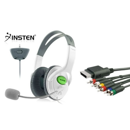 Insten Component HD AV Cable + Gaming Headset with Mic Headphone with Microphone For Xbox 360 / Xbox 360