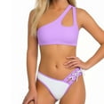 thumbnail image 4 of Stamzod Bikini Sets for Women 2026 Two Piece Swimsuit One Shoulder Cutout Bathing Suit Drawstring Cheeky Bottom Purple S, 4 of 5