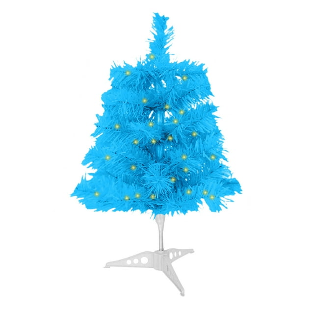 Blue S Blue Pre-Lit Flocked Pvc Christmas Tree, 45Cm Led Artificial Xmas Tree For Home Decor, With Stand Included