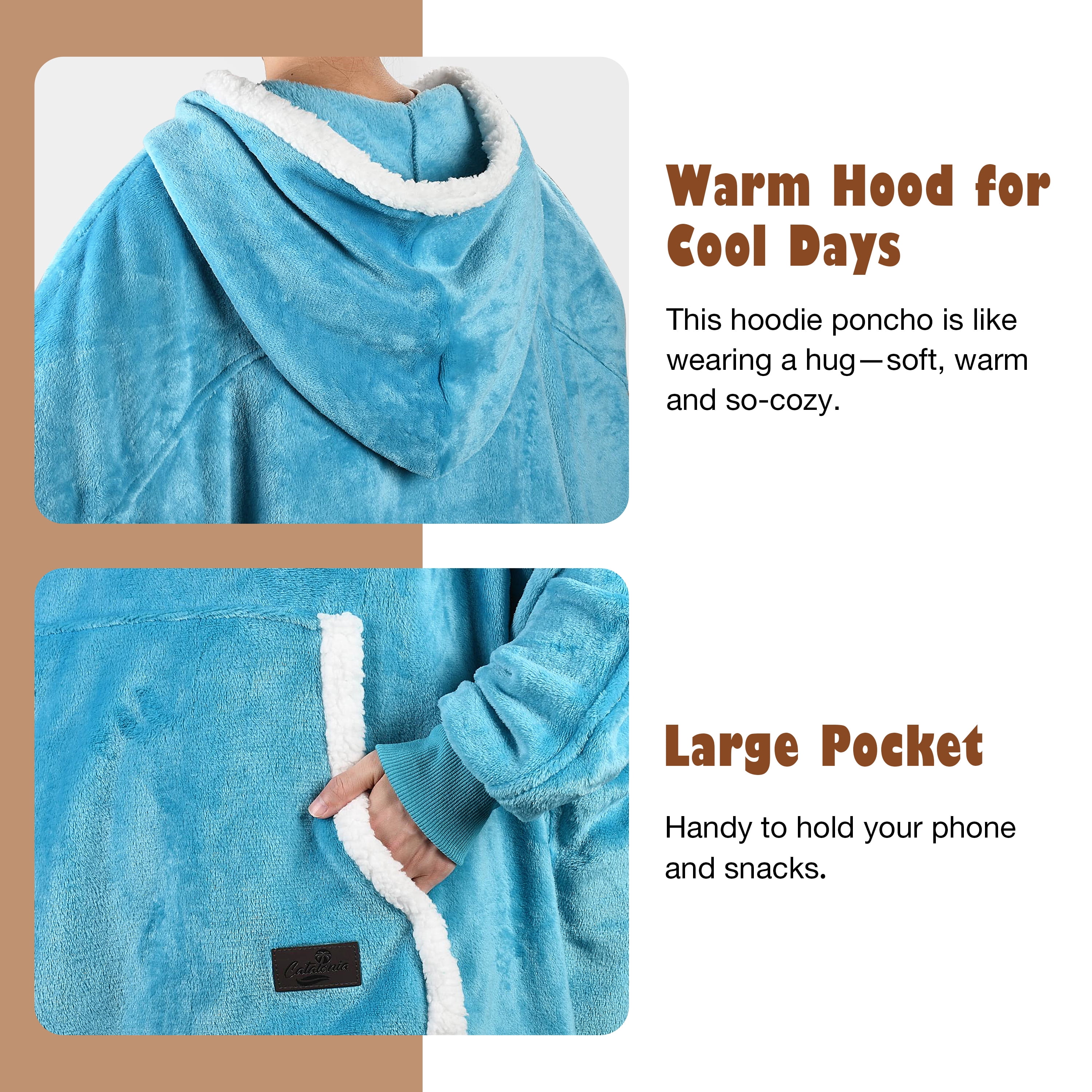 Oversized Hooded Poncho Cape, Casual Hoodie Sweatshirt, Batwing Coat Pullover | Light Weight, Cozy, Comfortable, Roomy | for Adults Women Men Teens