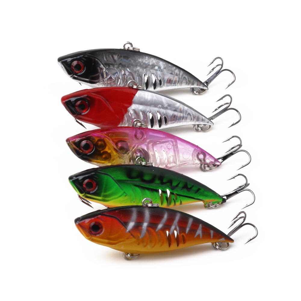 HENGJIA 5PCS Lipless Crankbaits for Bass, Deep Diving Minnow VIB Lifelike Hard Baits Sinking Fishing Lure for Bass, Redfish, Trout, Walleye Saltwater Freshwater Fishing Lures