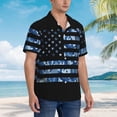 thumbnail image 6 of Uemuo Navy Camouflage American Flag Printed Regular Fit Short Sleeve Casual Hawaiian Shirt for Men,Aloha shirt,Tropical shirt,Floral print shirt,Vacation Beach shirt-, 6 of 9